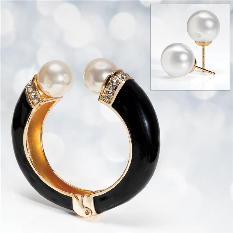 Park Avenue Cuff (Black Cuff & Stud Earrings)